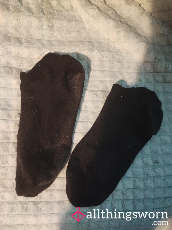 Worn Black Trainer Socks