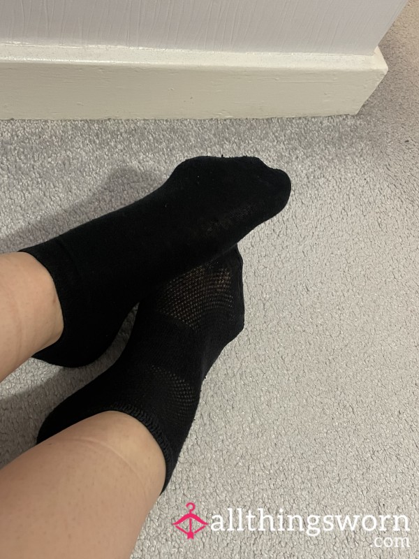 Worn Black Trainer Socks