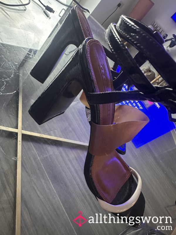 Worn Black With Strap Heels