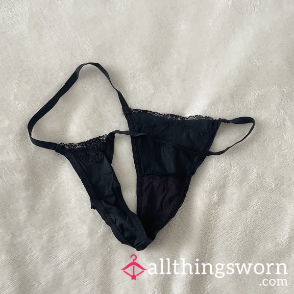 Worn Black XS Strap Thong 🖤