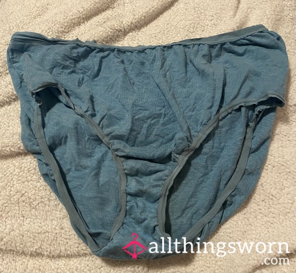 (Worn For 24 Hours!) Well-Worn Blue Fruit Of The Loom Panties