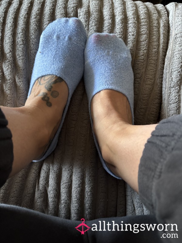 Worn Blue No Show Socks