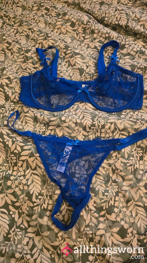 Worn Blue S**y Lingerie Set