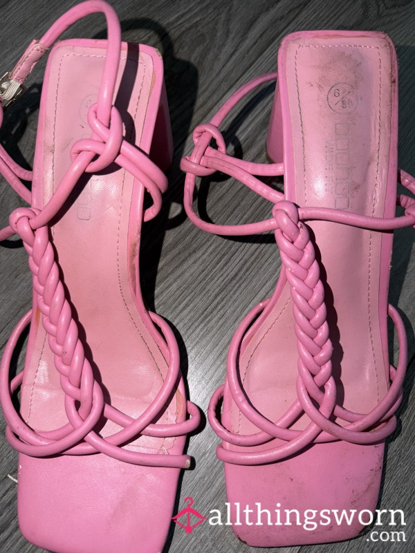 Worn Braided High Heels