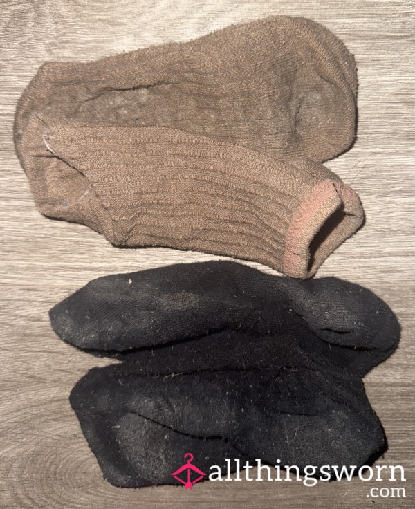 Worn Brown And Black Ankle Socks 🧦 🤤 £15 Free Delivery ‼️ Extra Days Wear For Free 😈