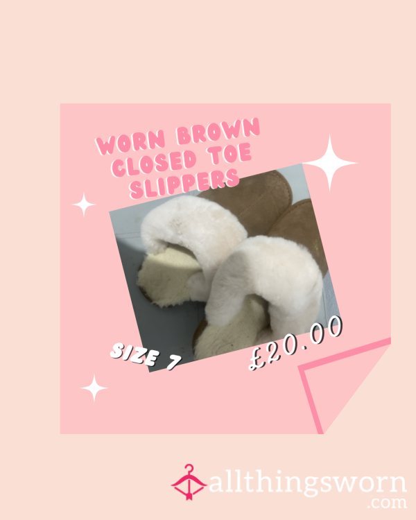 Worn Brown Closed Toe Slippers