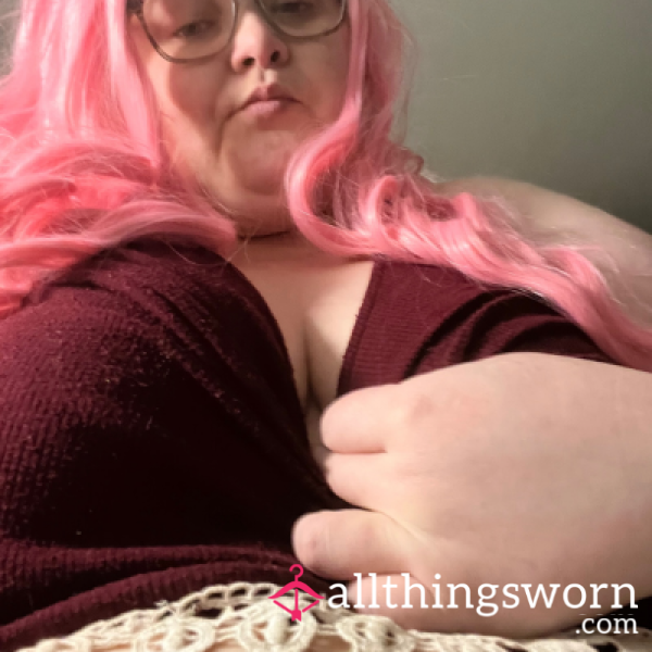 Worn Burgandy Crop Top With Ta**les