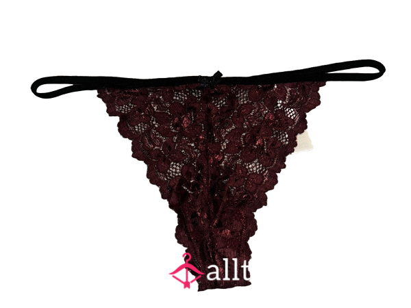 Worn Burgundy Lace G-String 24