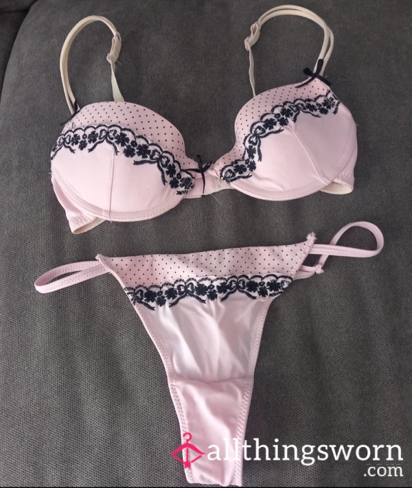 Owned By By Couga For 15years, S**y Pink Bra And Thong Size 8