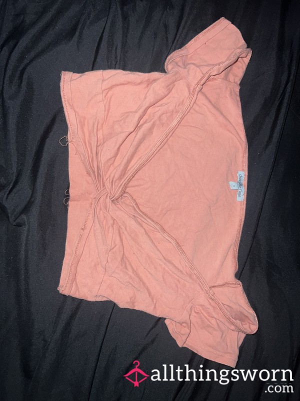 🍑Worn Charlotte Russe Peach Twist Front Crop Top Size Medium🍑