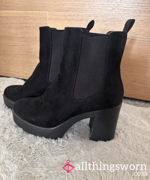 Chunky Black Ankle Boots Size 6