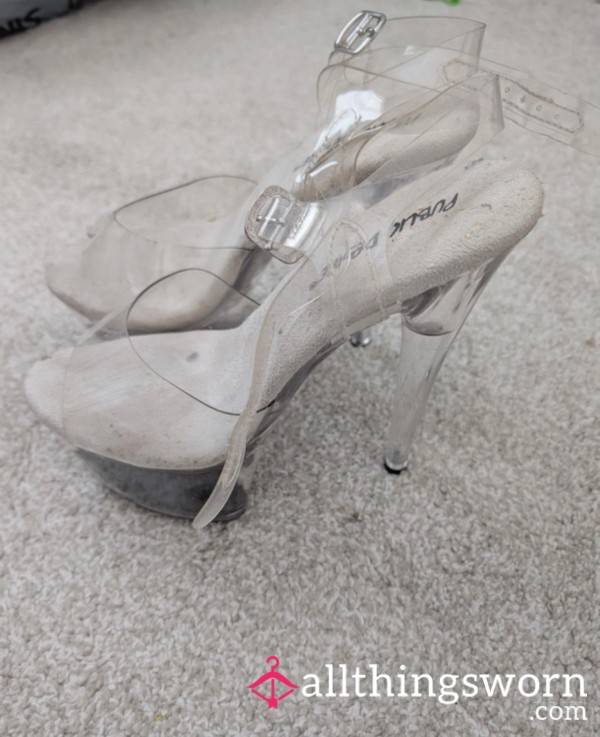 Worn Cinderella Clear Heels Size 4
