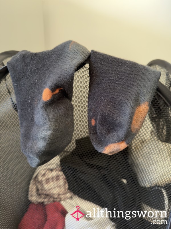 Worn Cleaning Socks 🖤 Sweaty Workday Wear (Long Shift)