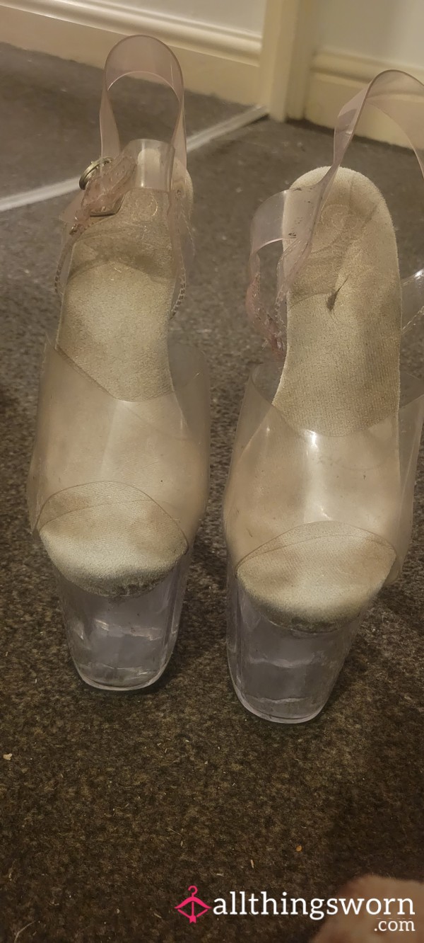 Worn Clear Pleaser Stripper Heels
