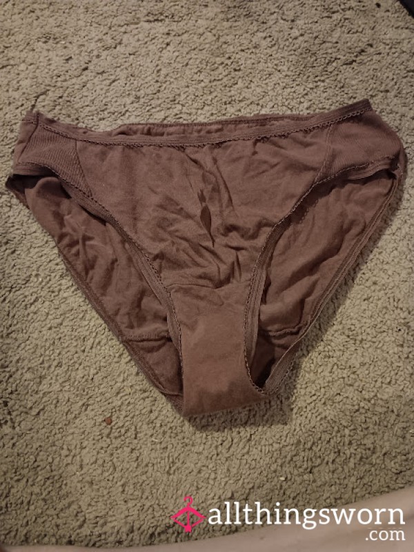 Worn Cocoa Brown Cotton Panties – Deeply Scented & Marked From Real Wear