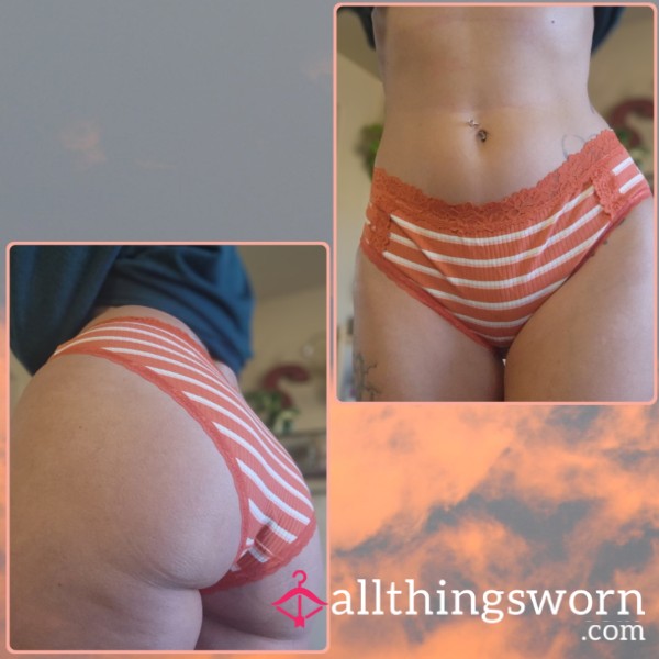 Worn Cotton And Lace Orange Stripped Fullbacks