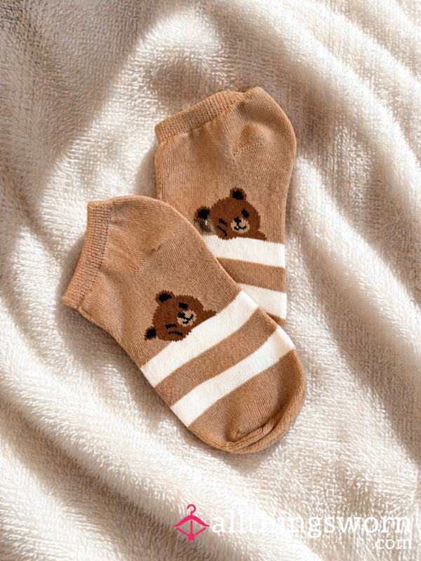 Worn Cute Bear Socks – Soft, Cozy & Playful 🤭