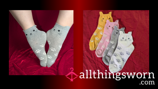 Worn Cute Kitty Cat Socks At Least 24 Hrs