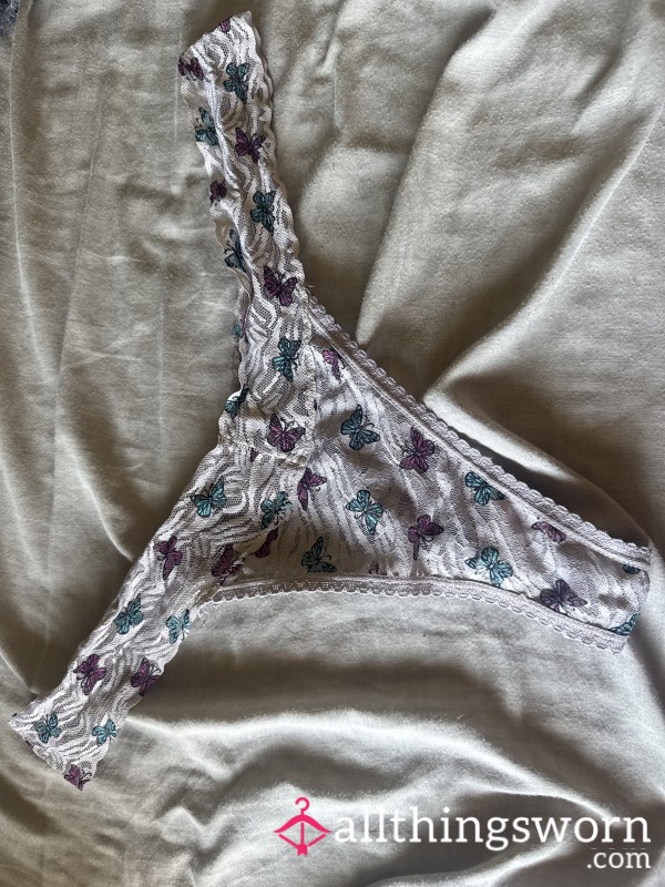 Worn Cute Lacy Bu*terfly Thong 🦋