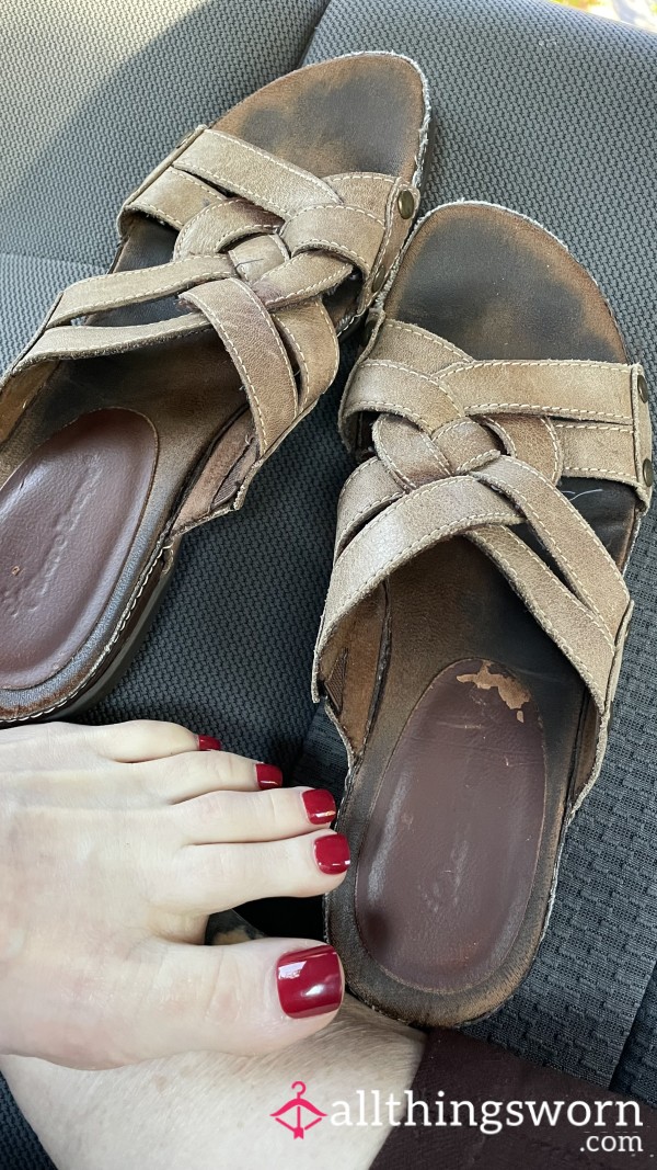 Worn Dirty Leather Sandals