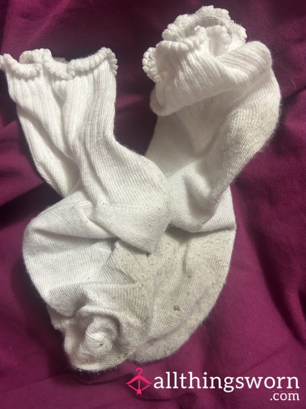 Worn Dirty White Ankle Socks