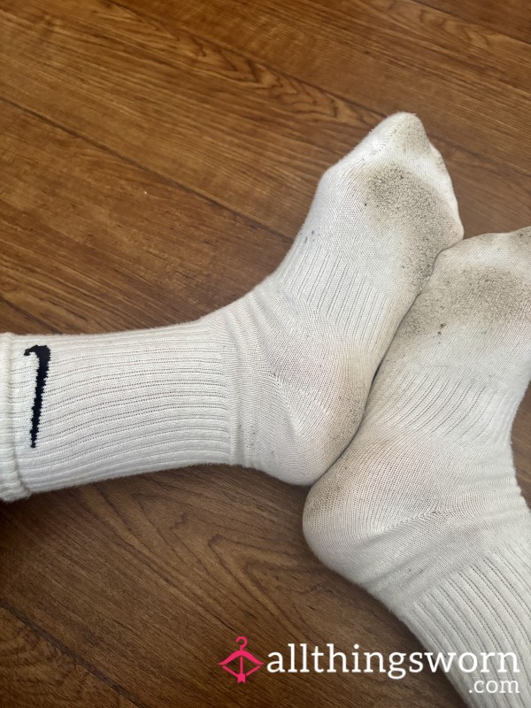 Worn Dirty White Nike Sports Socks