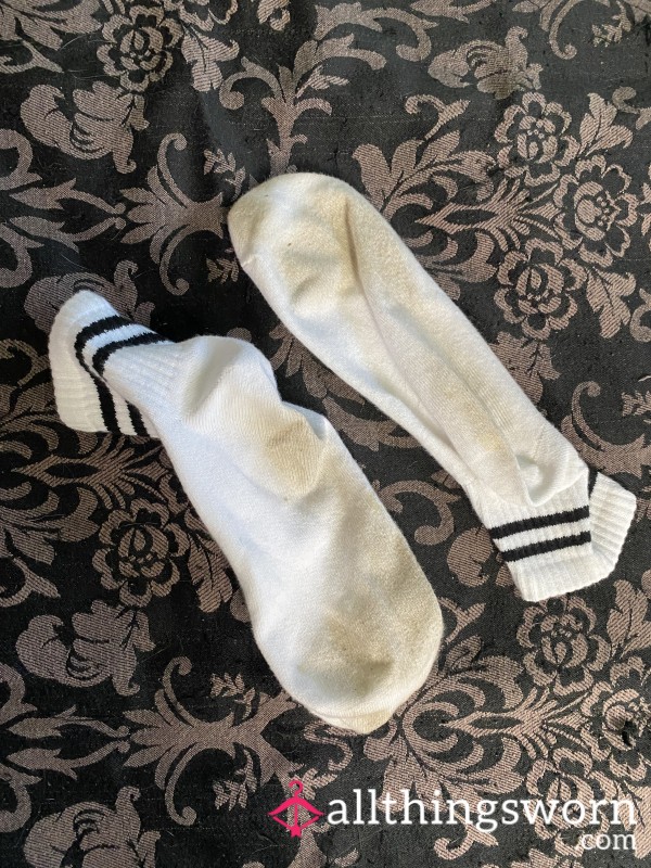 Worn & Dirty White Striped Socks