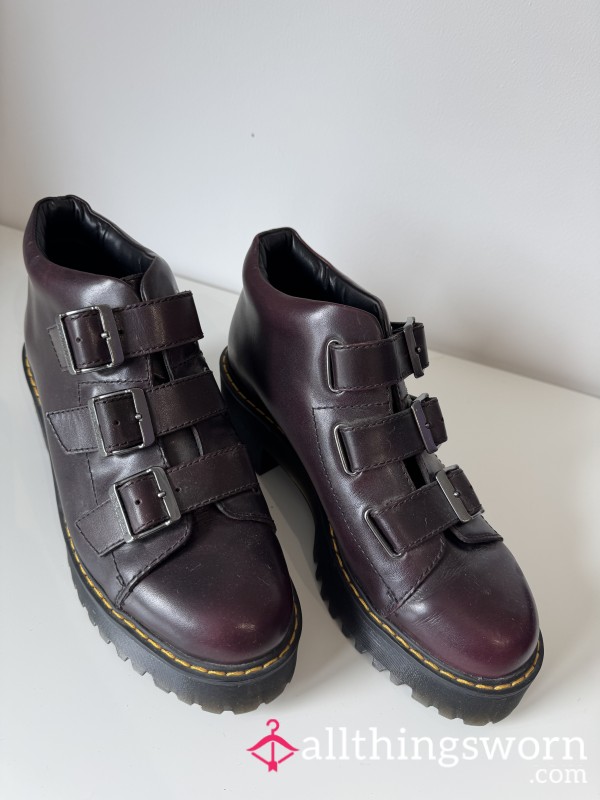 🔥 Worn Dr Martens Coppola – Burgundy Boots, Size UK6.5 🔥