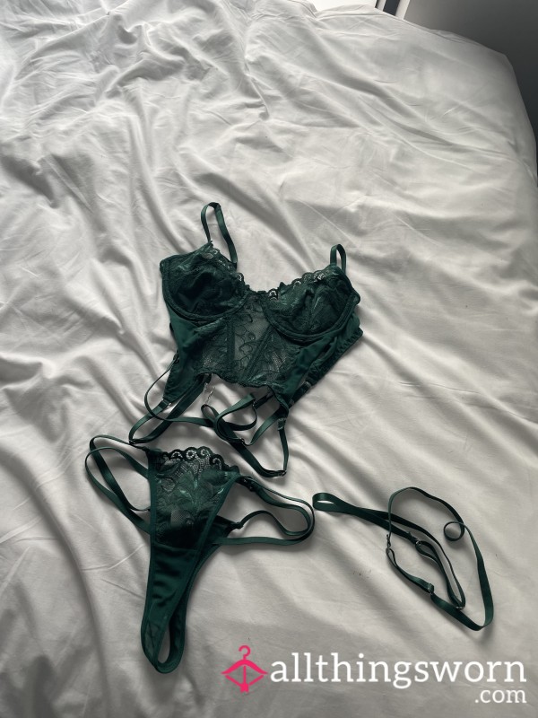 WORN Emerald Green Lace Set