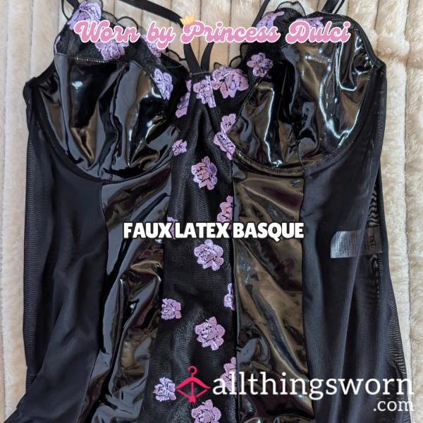 Worn Faux Latex Basque (can Be Worn For Any Amount Of Time)