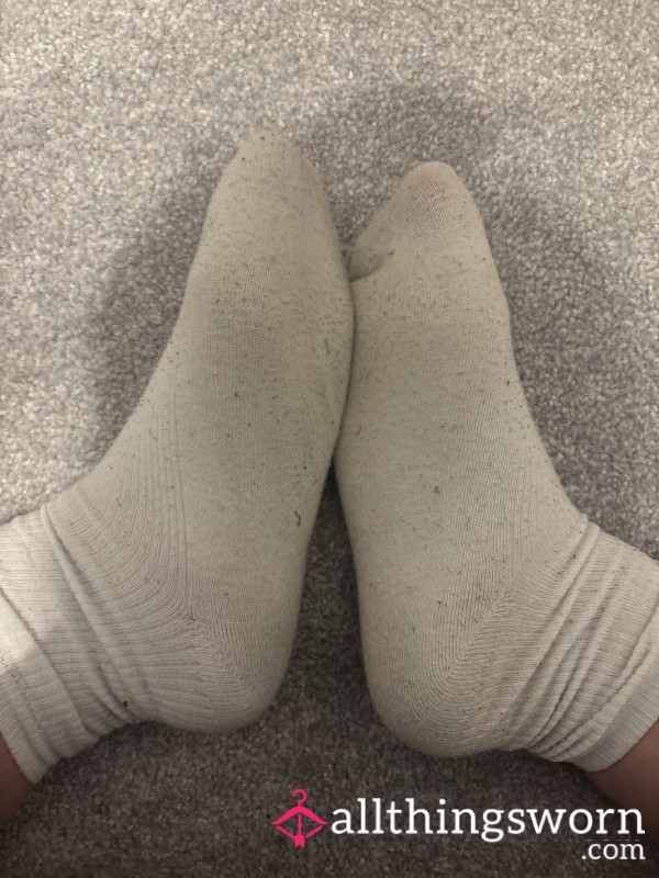 Worn, Filthy White Crew Socks