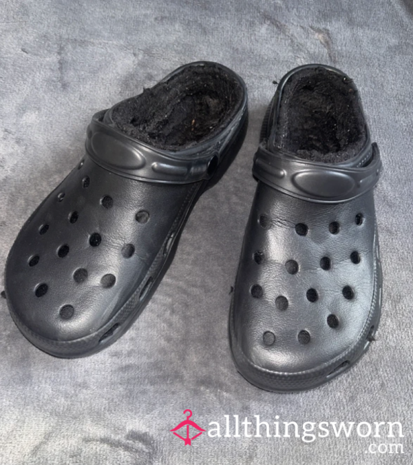 Worn Fleece-Lined Black Crocs From Nurse_Eden