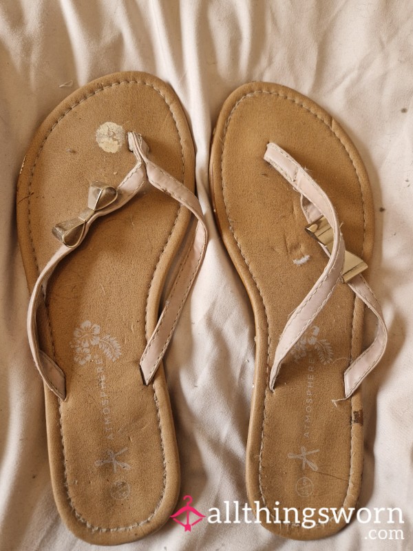 Worn Flips Flops With Bird Dropping!