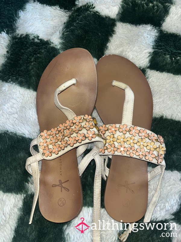 Worn Flower Sandals Size 5- Comes With Photo