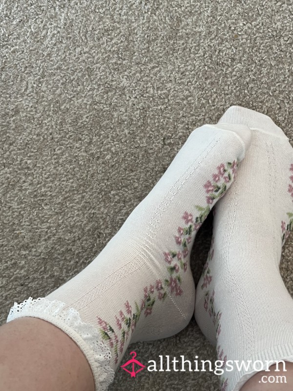 Worn Flowery Socks