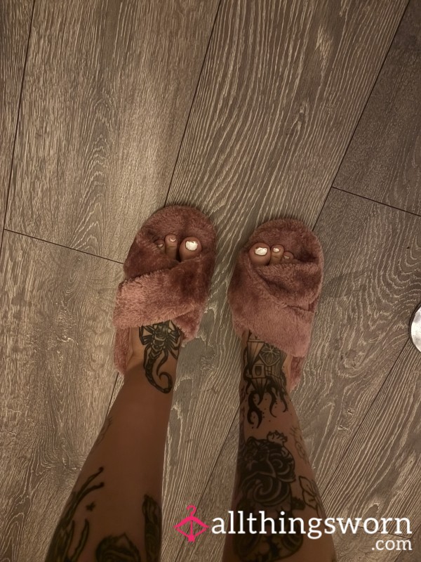 Worn Fluffy Foot Spa Slippers
