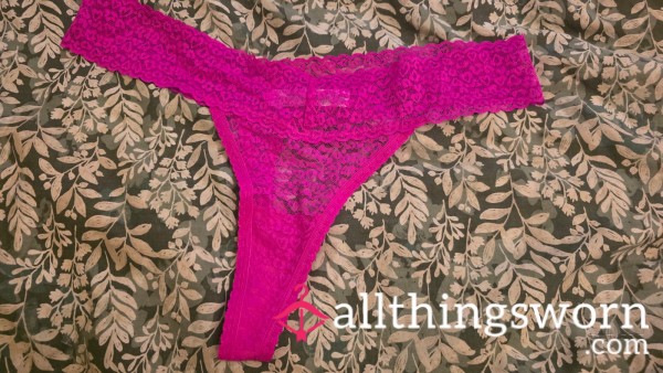 Worn Fluorescent Pink Thong