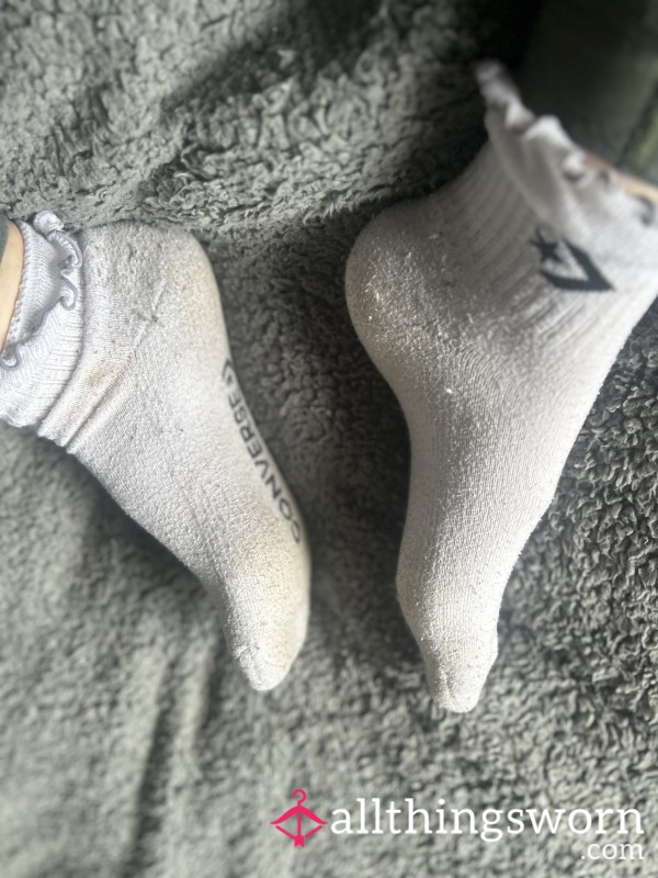 Worn For Running Dirty White Converse Socks