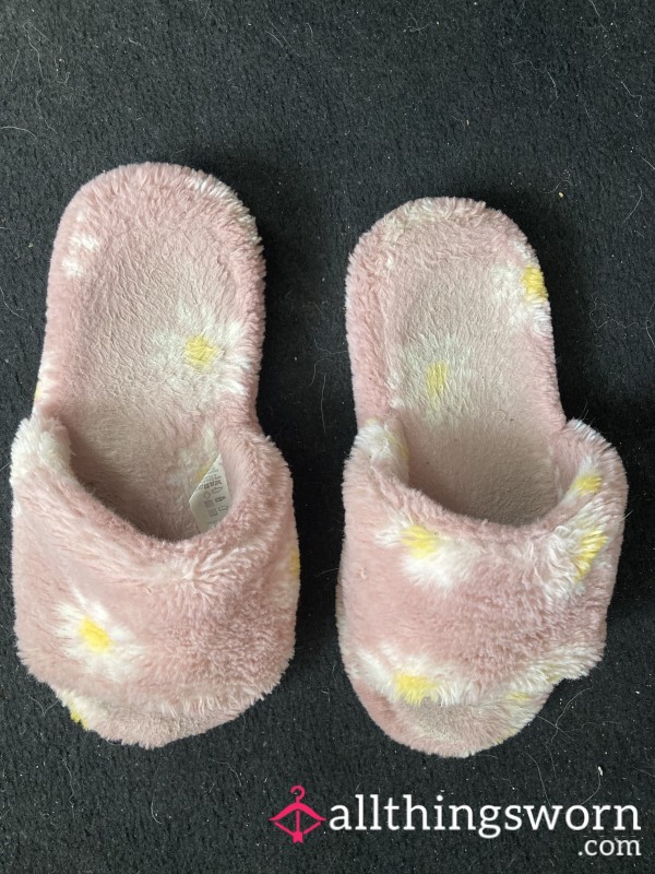 Worn Girly Daisy Slippers