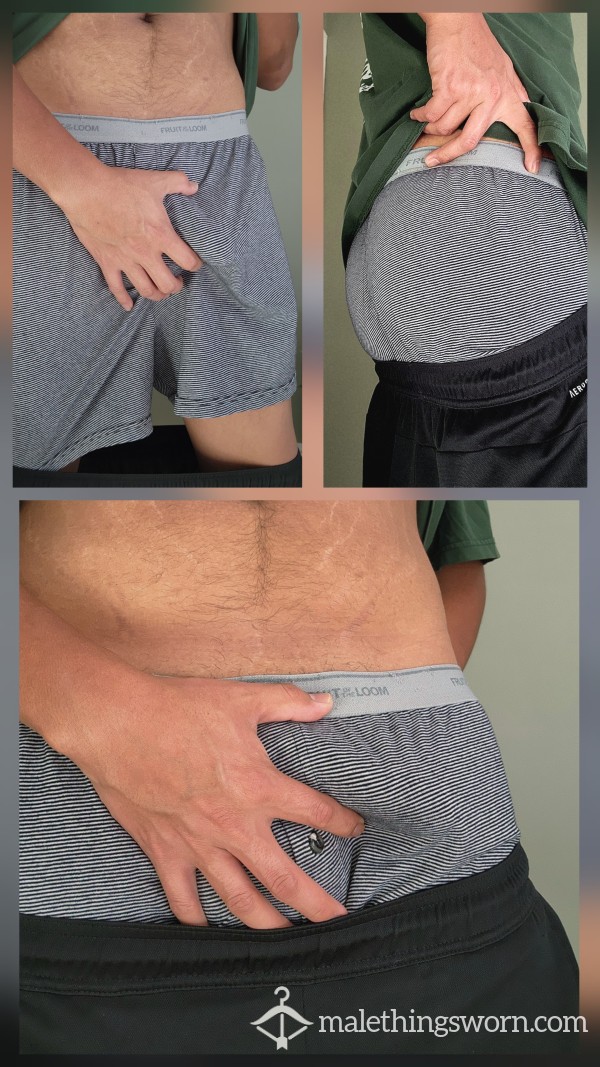 Worn Gray Striped Boxers