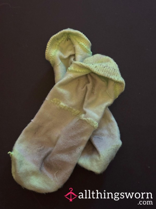 Worn Green Ankle Socks