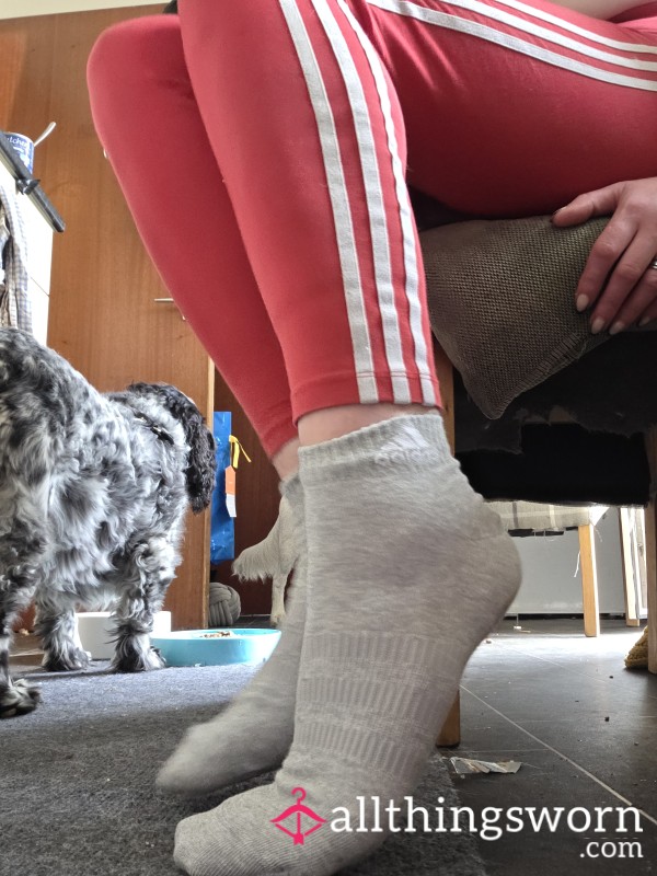 Worn Grey Ankle Socks