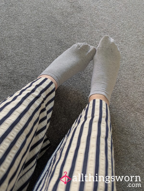 Worn Grey Ankle Socks (one Day Wear)