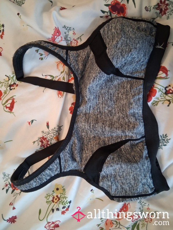 Worn Grey & Black Bra – Adjustable Straps, Snug Fit & Everyday Wear