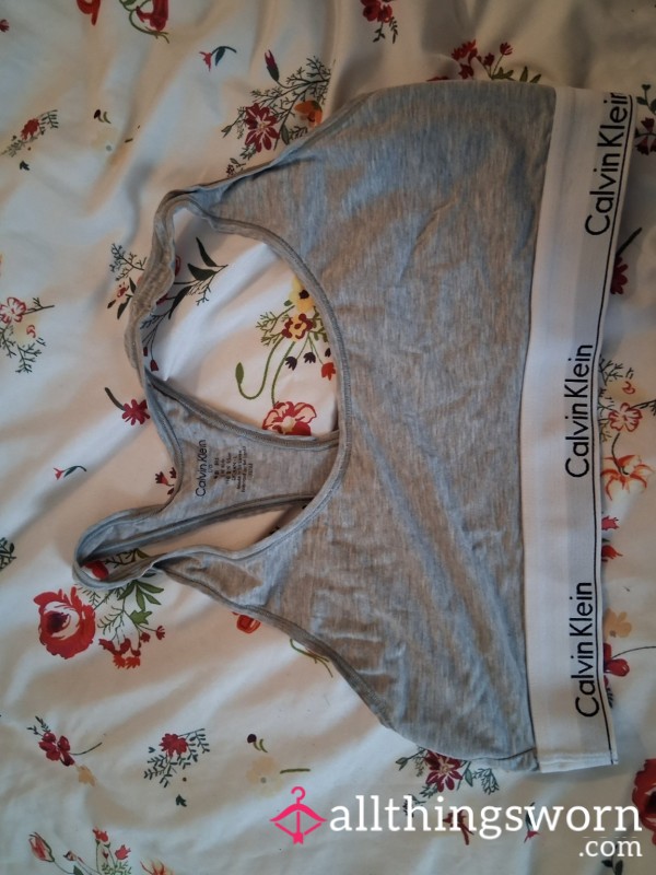Worn Grey Calvin Klein Sports Bra – Soft, Everyday Favorite