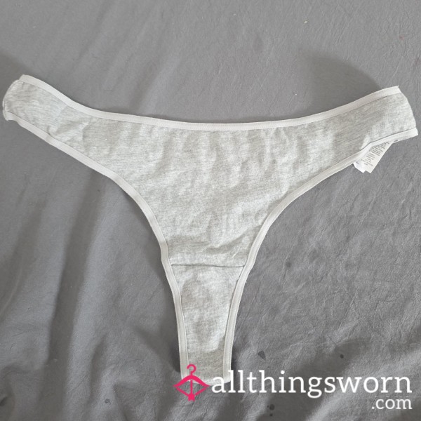 Worn Grey Cotton Thong