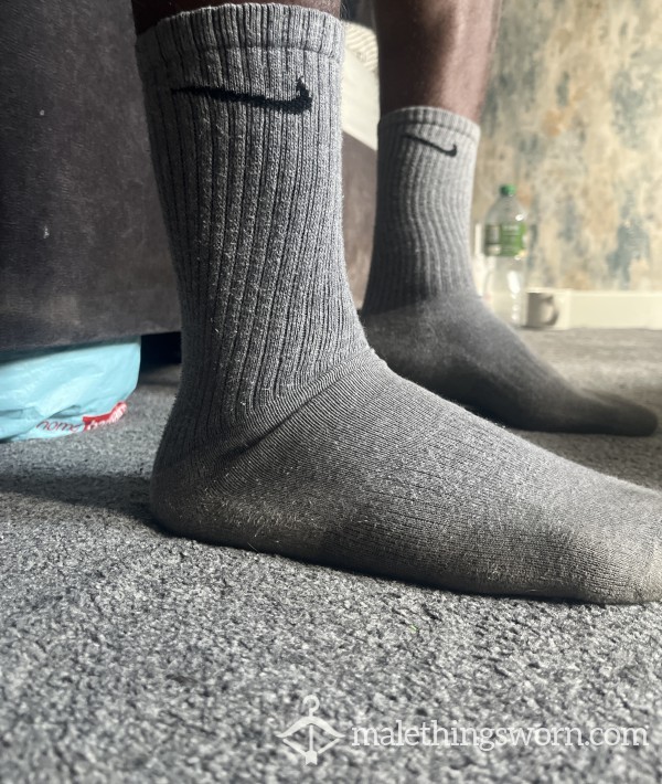 Worn Grey Nike Socks, 48hr Wear