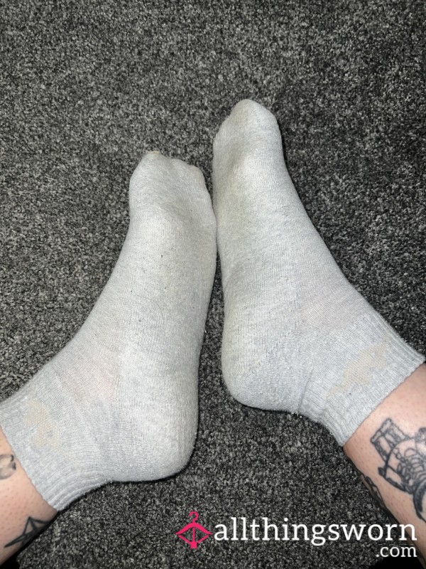 Worn Grey Ankle Socks