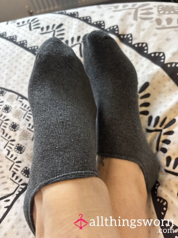 Worn Grey Trainer Socks
