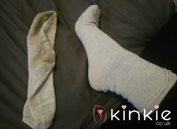Worn Grey Work Out Socks